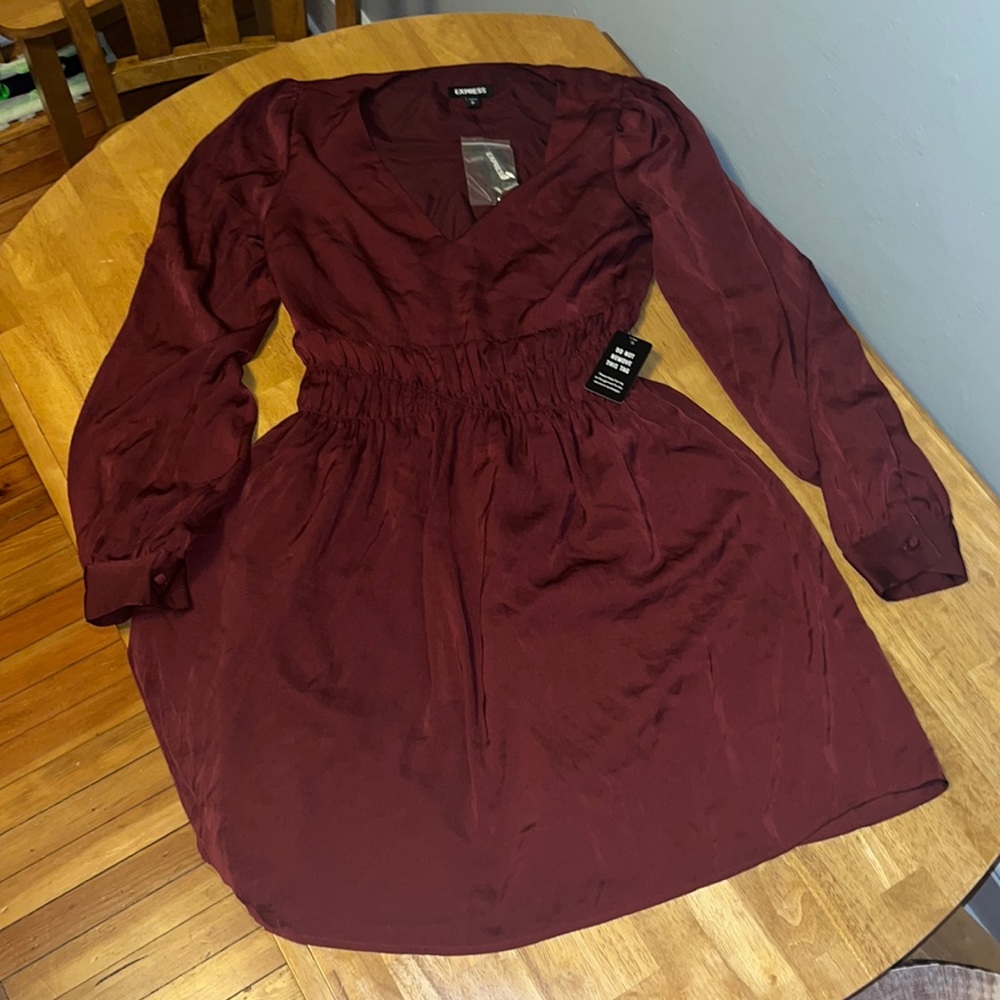 BRAND NEW, NEVER WORN Small Burgundy Express Women’s Long Sleeve Dress